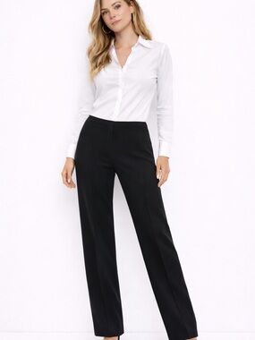 Joseph Ribkoff black trouser pants front zipper wide contemporary 8-10